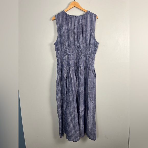 J. crew Hyacinth dress in striped linen blue white midi size large - Picture 8 of 8